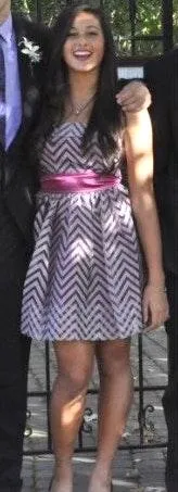Purple Stripped Homecoming Dress - Image 6