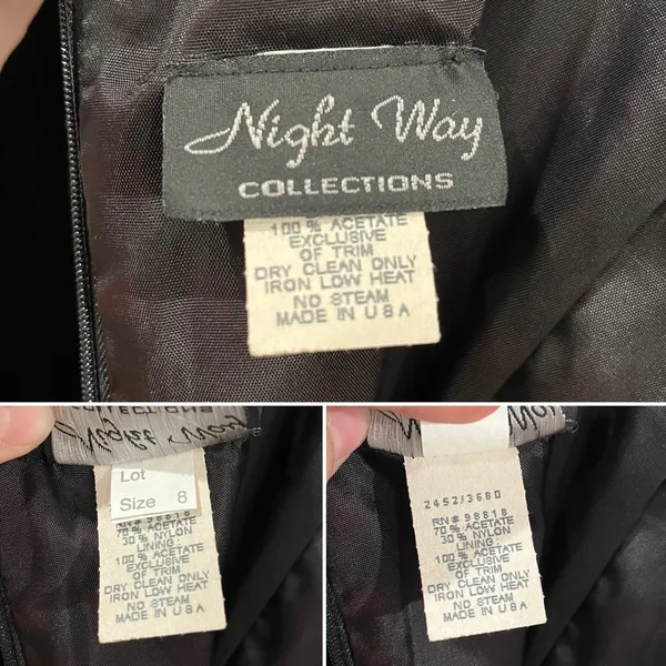 Y2K Night Way Collections Vintage White and Black Velvet Dress w/Tulle 90s 2000s - Image 15
