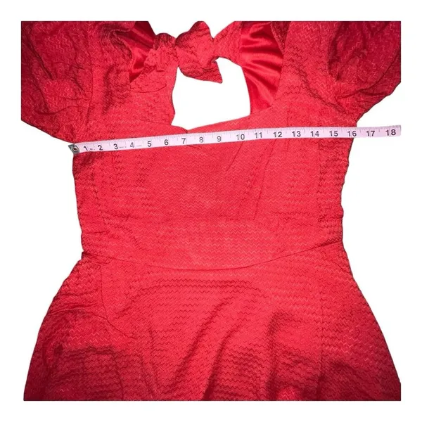 BOG Band of the Free Josette Aurora Red Puff Sleeve Mini‎ Dress Size Medium New - Image 5