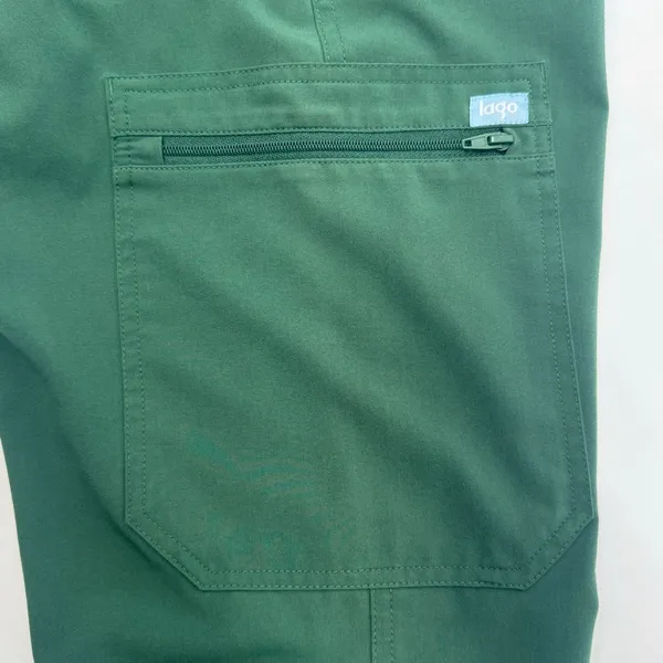 Lago Hunter Green Trillium Straight Leg Scrub Pants with Orange Drawstring XS - Image 7