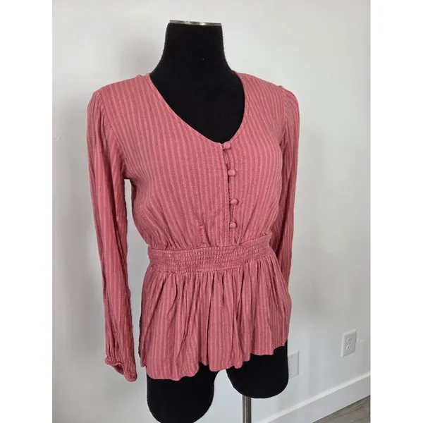 Downeast Pink Peplum Blouse Top Lolita Coquette Romantic Feminine Poetcore XS - Image 2