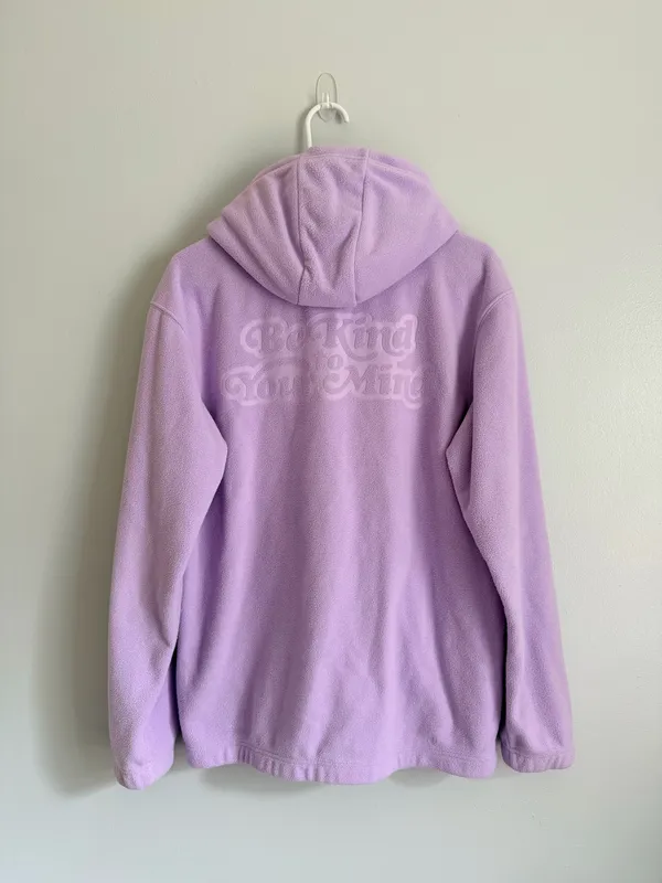 H&M Be Kind to Your Mind Lavender Fleece Hoodie XS - Image 3