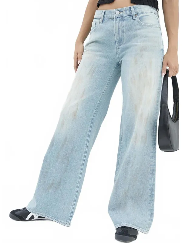 Pacsun Lena Low Rise Super Baggy Jeans Light Indigo Stained NWT Luca Size 25 - Image 3