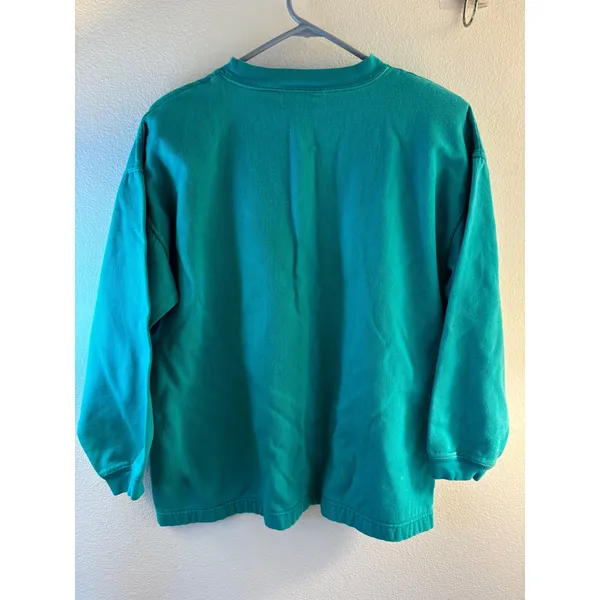 Vintage Gitano Teal Green Geometric Graphic Sweatshirt Cotton Small - Image 3