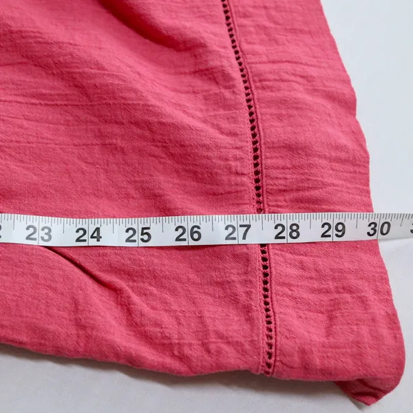 Free People Elsie Puff Sleeve Cotton Linen Blend Tunic‎ Top Women XS Pink Boho - Image 7