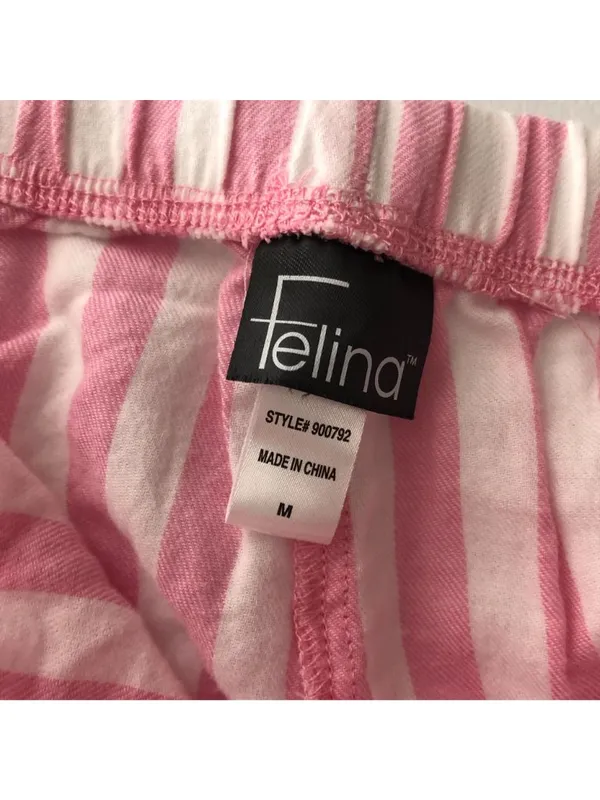 Felina Womens Pajama Pants Pull On Drawstring Striped Pink White M - Image 3