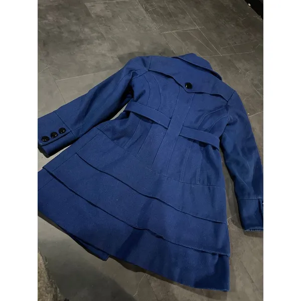 Worthington Royal Blue Double-Breasted‎ Trench Coat Elegant Outerwear D-13 - Image 4