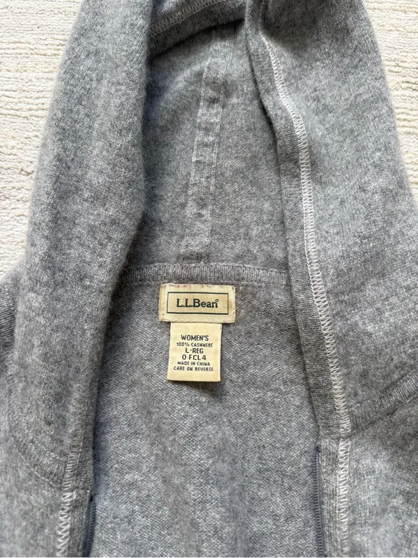 L.L. Bean Women's Gray Open-Front Knit Cardigan (Size Large) - Image 4