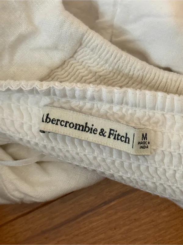 Abercrombie & Fitch White Lace Up Front Linen Blend Crop Tank - Image 4