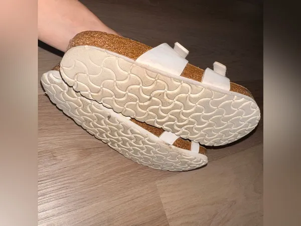 Birkenstock Mayari Birko-Flor Sandals - White & Brown - Size 38 - Image 3