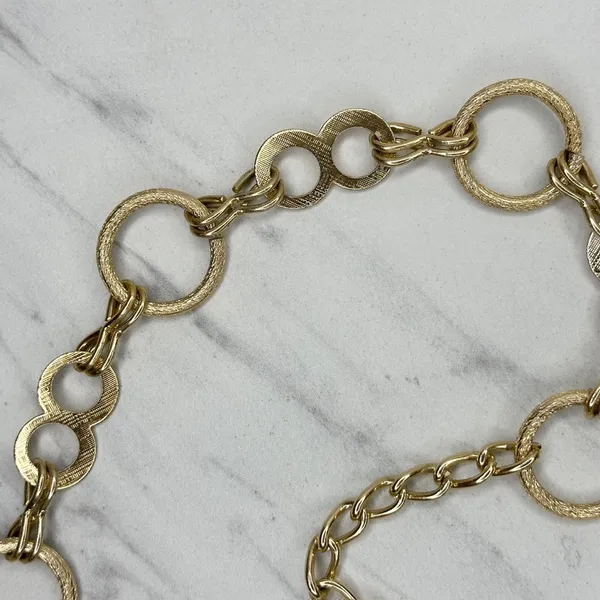 Textured Open Circle Ring Gold Tone Chain Link Belt Small (S) ✨ - Image 8