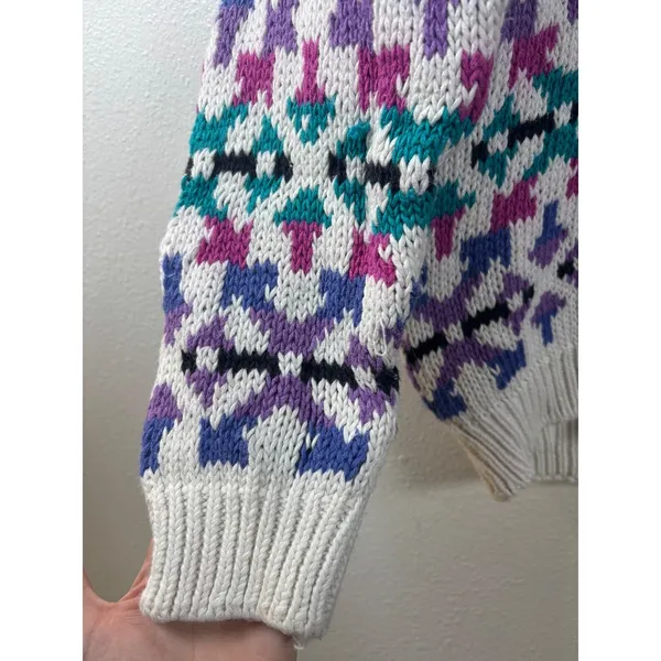 Vintage 62 East Women's Small Colorful Geometric Pattern‎ Mock Neck Sweater - Image 6