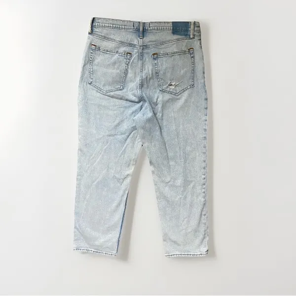 Abercrombie & Fitch Ankle Straight Ultra High Rise Jean Light Wash Distressed 32 - Image 7