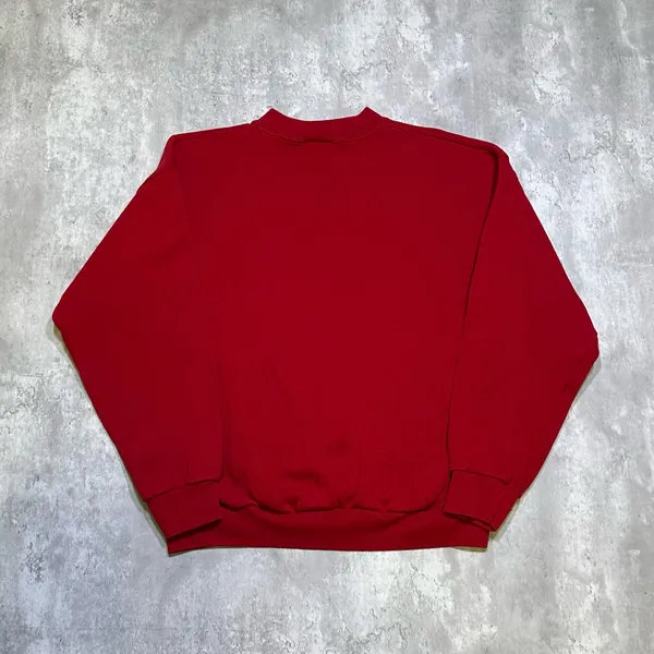 Vintage 90s Tultex Everyday Essentials Blank Red Cotton Crewneck Sweatshirt - Image 4