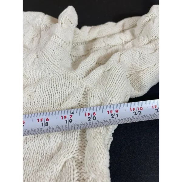 J. Jill Chenille Fisherman Cable Knit Tunic Sweater L Ivory Longline Pullover - Image 11