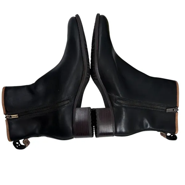 Timberland Bootie Sz‎ 9 M Flora Black Leather Stacked Heel Floral Laser Cutout - Image 7