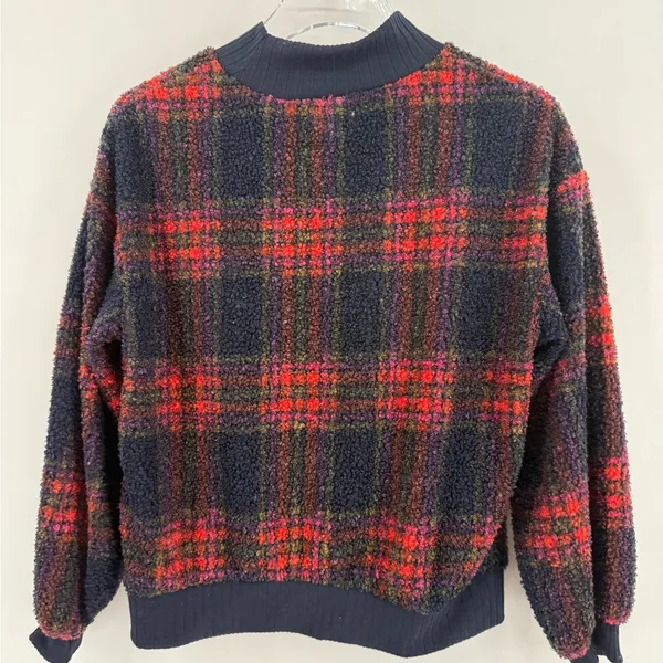 Anthropologie Porridge Plaid Sherpa Fleece Pullover‎ Sweater xs - Image 4