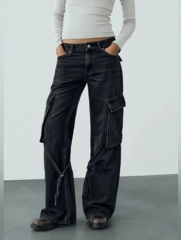 ZARA Cargo Jeans Black - Image 4