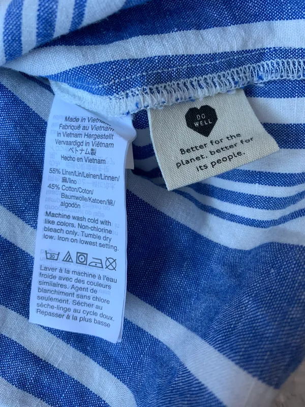 Madewell Linen and Cotton Buttoned Shirt Blue and White Size XS Like New - Image 3