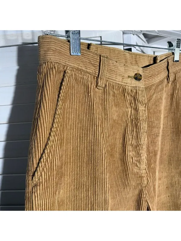 Woolrich Vintage 90s Y2K corduroy pants light brown cotton wide legs sz 10 - Image 3