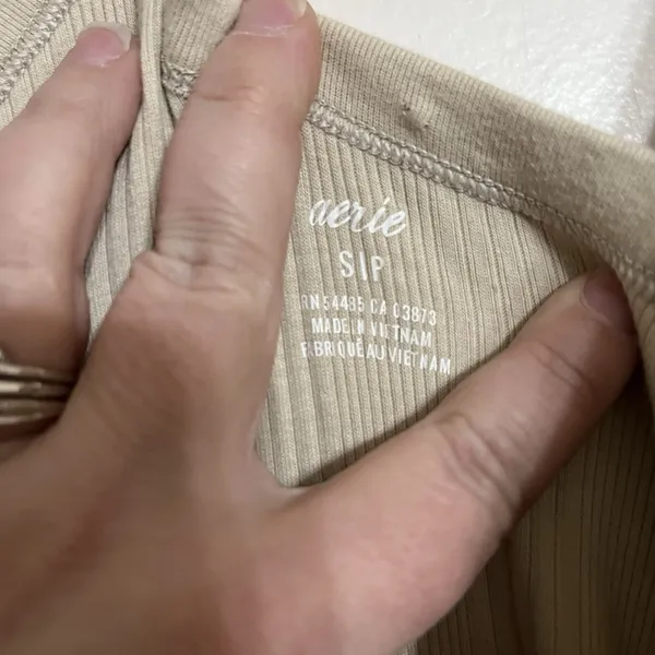 Aerie Women's One shoulder Ribbed Midi Dress‎ Beige Size Small - Image 3