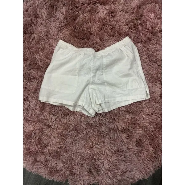 Universal Threads White High-Waist Pull-On Linen Shorts - Image 2