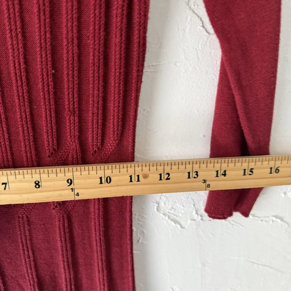 Max Studio Dress Y2k Medium Red Sweater Knit‎ Fit Flare Ribbed Pullover - Image 7