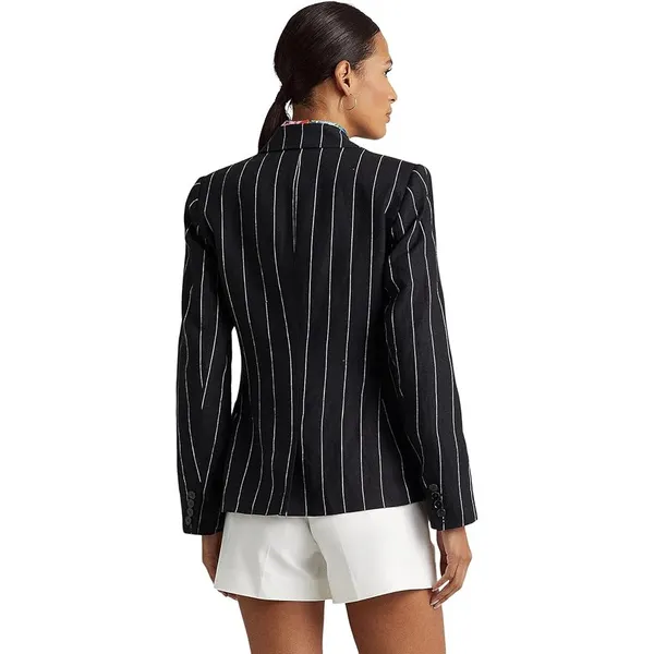 LAUREN RALPH LAUREN Pinstripe Linen Blazer‎ Size 2 - Image 4