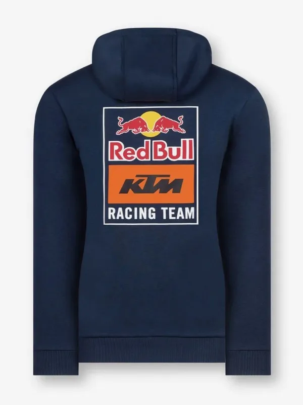 Red Bull Racing Team Navy Zip Hoodie with Orange Drawcords - Image 3