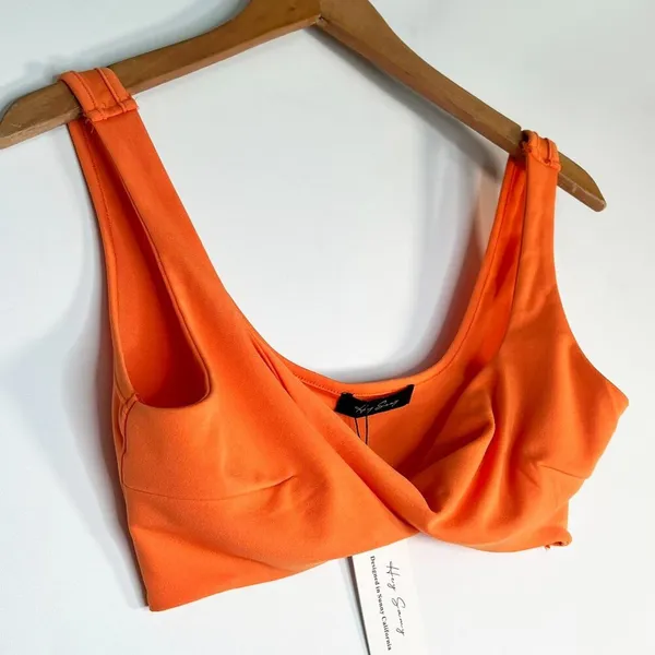 Hey Samy Tessa Orange Cropped Top Midi Bodycon Two Piece Skirt Set Womens L NWT - Image 4