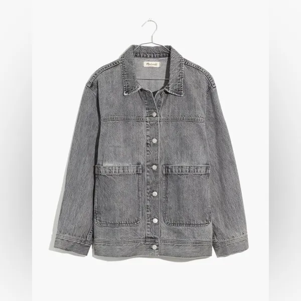 Madewell Denim Patch Pocket Trucker Jacket in Noll Wash Gray Small - Image 3
