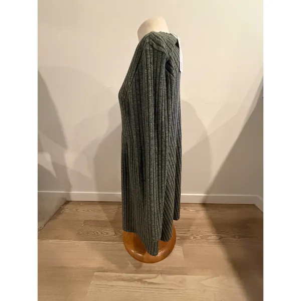 Ofeefan Ribbed Knit Long Sleeve A-Line Dress Olive Green XL NWT - Image 3