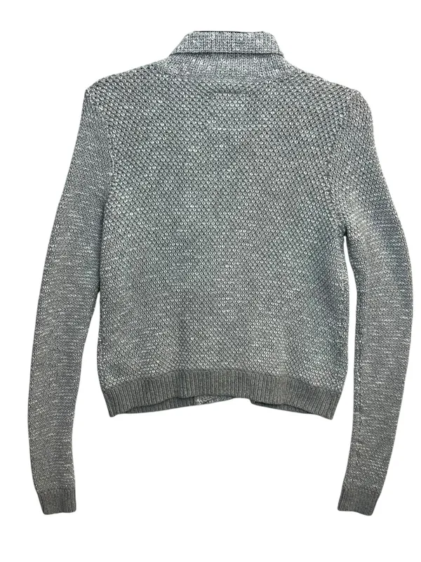Hollister Women’s Small Gray Asymmetrical Zip Rabbit Hair Knit Cardigan Y2K - Image 4