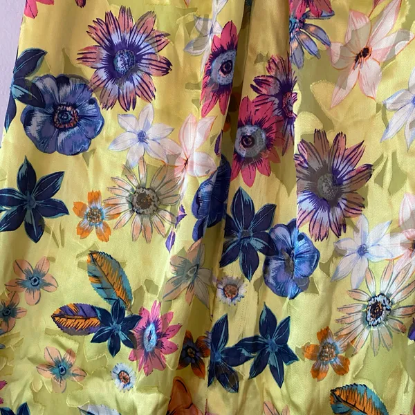 Anthropologie Strapless Midi Dress Floral Silk Blend Yellow Wedding Guest Small - Image 5