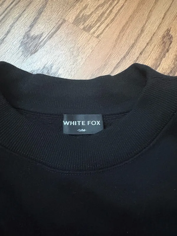 White Fox Black Crewneck Boutique Sweatshirt - Image 3