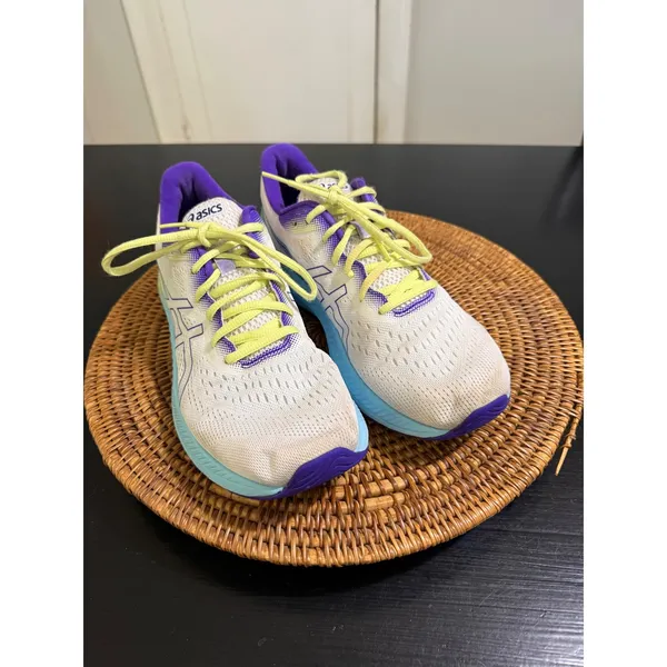 Asics Gel-Excite 8 Womens Running Shoes White Purple Lime Green Sneakers - Image 2