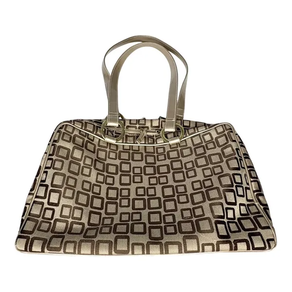 Geometric Square Tote Cosmetic Bag 3pc Set Gold‎ Bronze Metallic MCM Travel - Image 4