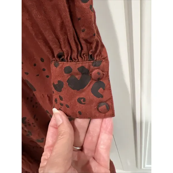 Mud Pie Cheetah Print Tiered Midi Dress Brown & Black Western Prairie Country - Image 3