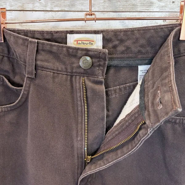 Talbots Petite Womens 4P Jeans Brown Straight Leg 100% Cotton - Image 4