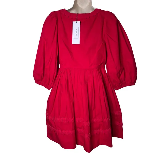 NWT RHODE Red Daya Mini Dress in Popppy sz 12 - Image 4