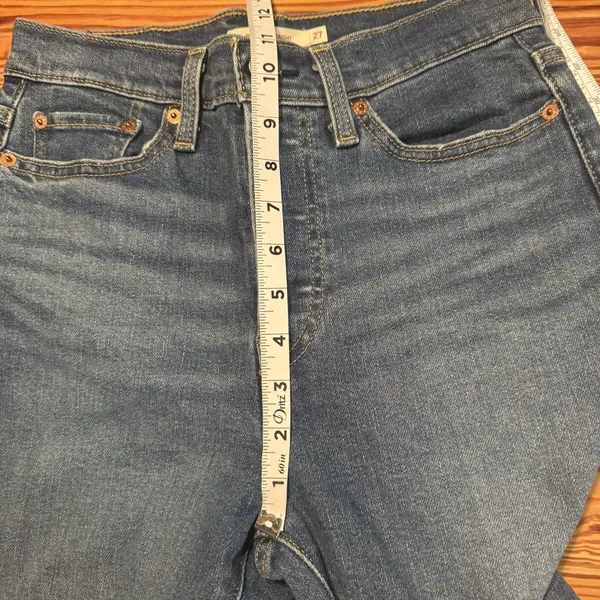 Levis‎ Jeans Womens 27 Wedgie Straight Blue Distressed Denim Stretch High Rise - Image 12