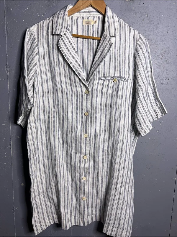 FAHERTY Paradise Point Stripe Linen Shirtdress. Size Medium. NWOT - Image 3
