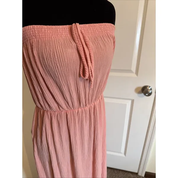 Ces Femme Coral Sleeveless‎ Maxi Dress Goddess Style Large Beach Resort Vacation - Image 2