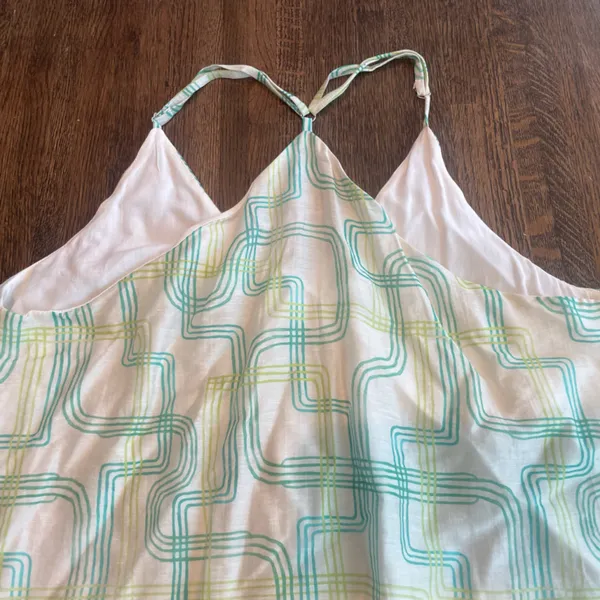 FRNCH Maxi White/Green/Blue Linen Sundress Summer Beach Boho Whimsical - Size M - Image 12