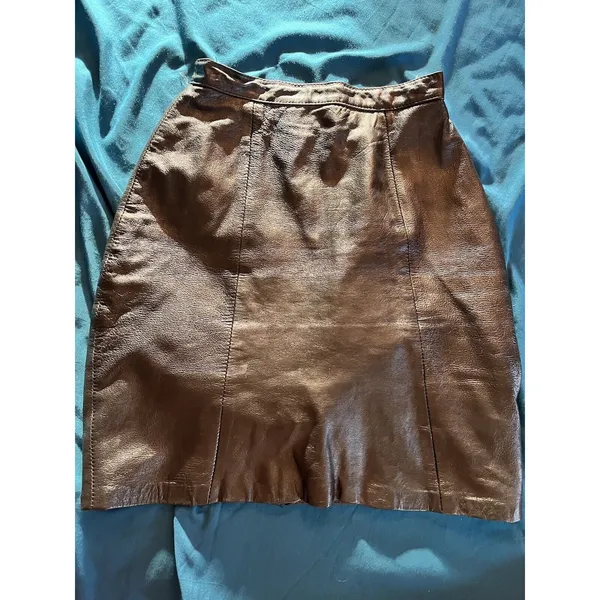 Vintage Wilsons Leather Skirt Womens Sz 4 Black Mini High Rise - Image 4