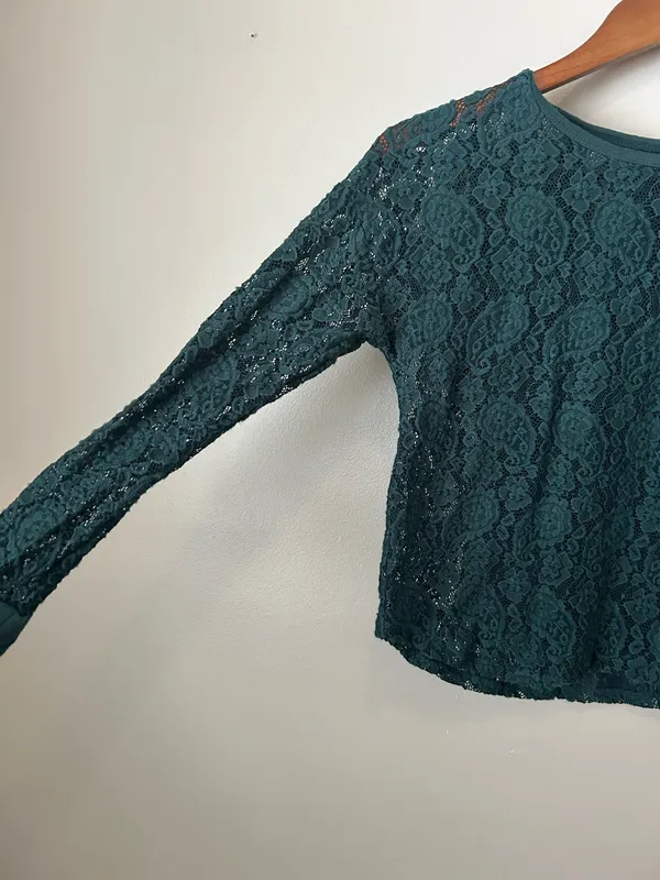 Emerald Green lace whimsygoth coquette top - Image 2