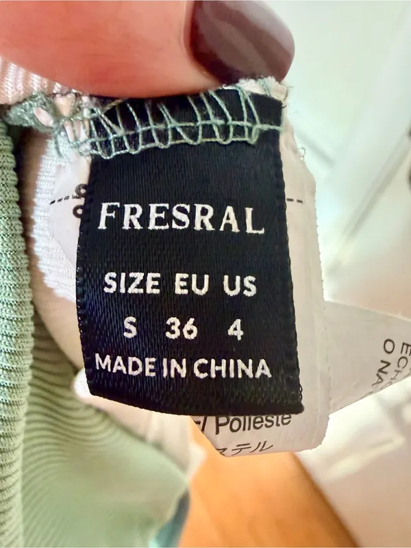 Fresral Ribbed Colorblock Wrap Crop Tank Top Sage Green White Size Small S - Image 10