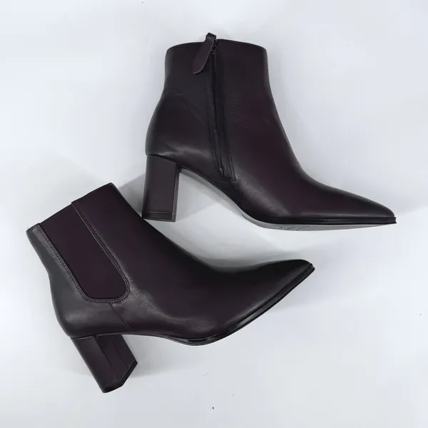 Franco Sarto Demmi Ankle Boot Women 7M Purple Leather Pointed Toe Block Heel Zip - Image 2