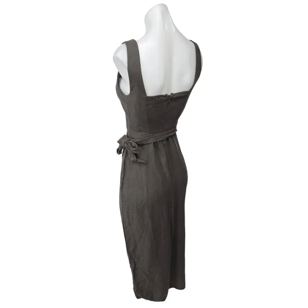 Aritzia Wilfred Gray Sleeveless Tulip Hem Square Neck Wrap Midi Sheath Dress 0 - Image 3