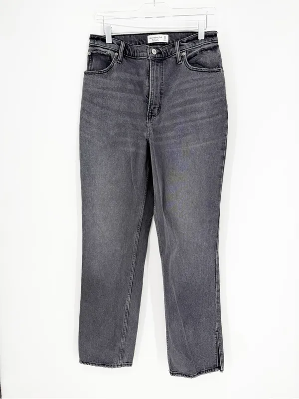Abercrombie & Fitch‎ The 90s Straight Leg Curve Love Jeans Women's 29 Gray Black - Image 3